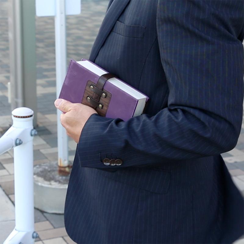 【ABALLI】ブックカバー 文庫判 [テナージュ］馬革 木目 文庫本 ハヤカワ文庫対応 父の日 母の日 入学祝い 読書 贈り物 ギフトの画像