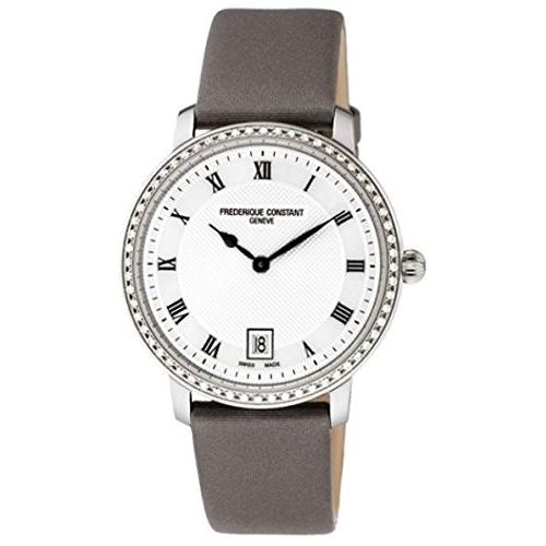 ブランド品専門の FC-220M4SD36 Frederique Constant Slim Line Silver Guilloche Dial Grey Satin Ladies Watch FC-220M4SD36, クッション生活 made in OSAKA d3240aba