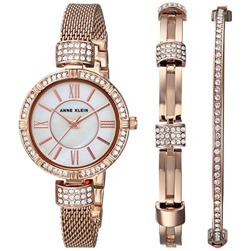アンクラインAnne Klein Women's Quartz Metal and Stainless Steel Dress Watch, Color:Rose Gold-Toned (Model