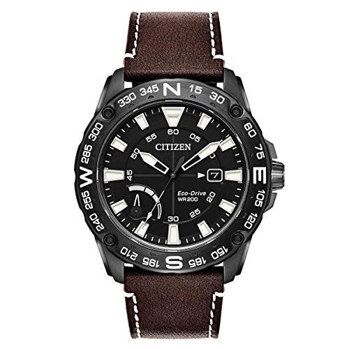 AW7045-09E Citizen PRT Black Dial Leather Strap Mens Watch AW7045-09E