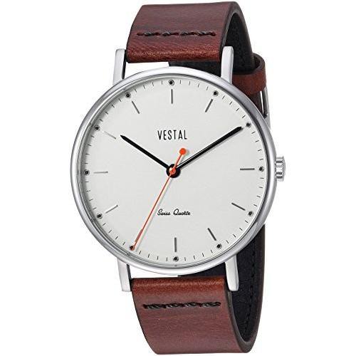 ベスタルVestal Sophisticate Leather Stainless Steel Swiss-Quartz Watch with Man Made Strap Brown 20 (Mode