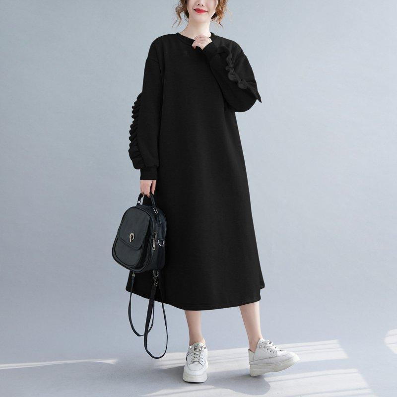 大感謝セール マーメイドシルエットが女性らしいスウェットワンピース ロングワンピース プルオーバー ロング 長袖 その他スーツ フォーマル カラー ブラック Www We Job Com