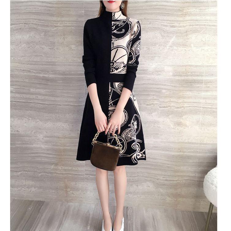 最新エルメス 春冬大活躍間違いなしの大人柄ワンピース ワンピース ニットワンピース長袖 Aライン 厚手 ロング レディース その他スーツ フォーマル サイズ Xl Www We Job Com