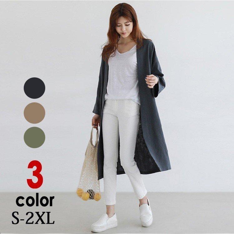 トレンチコート レディース ロング コーディガン スプリングコート 薄手 ノーカラー アウター 春 秋 15秋冬新作