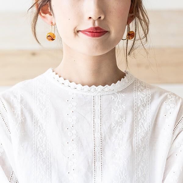 べっ甲風モチーフ付ピアス pierce シンプル クリア レディース