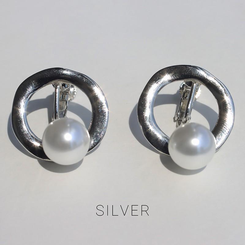 イヤリング ラウンドパールイヤリング メタル 上品 パールアクセ ノン