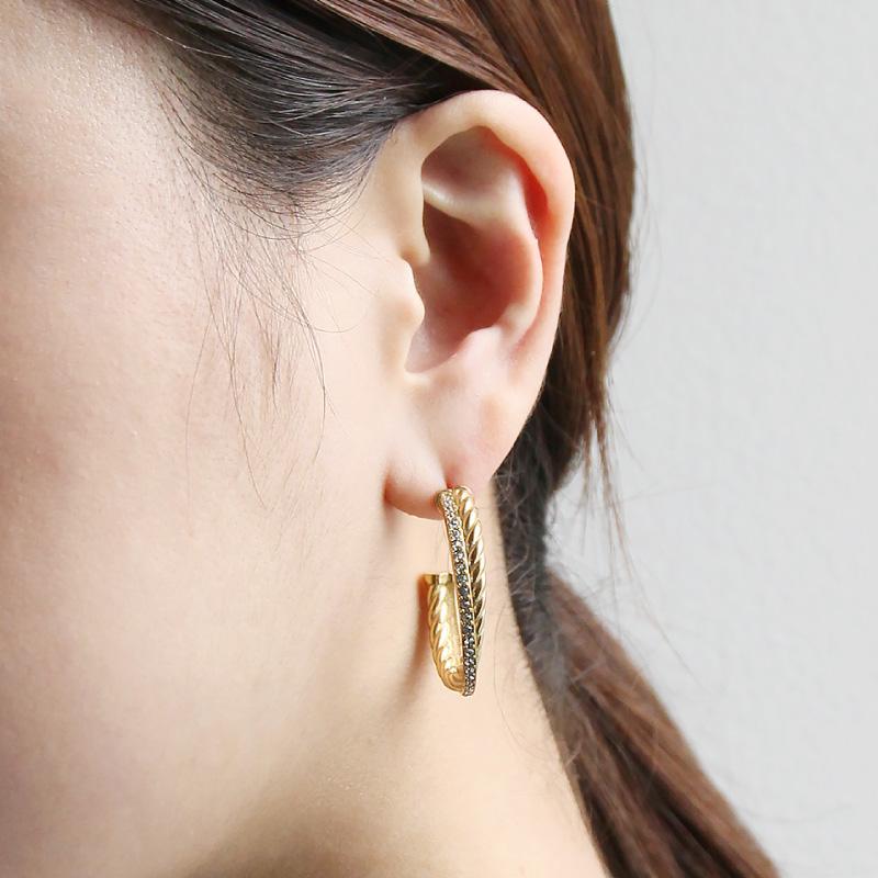 ピアス レディース フープ 20代 30代 40代 50代 大ぶり つけっぱなし アレルギー対応 ステンレス 金アレ クロスロープデザイン 金アレ 1925 ゴールド | ブランド登録なし | 02