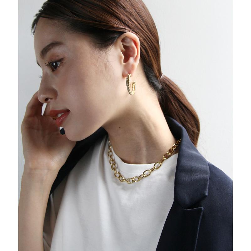 ピアス レディース フープ 20代 30代 40代 50代 大ぶり つけっぱなし アレルギー対応 ステンレス 金アレ クロスロープデザイン 金アレ 1925 ゴールド | ブランド登録なし | 03