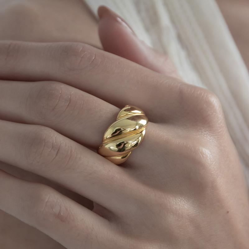 リング 指輪 レディース 太め 20代 30代 40代 50代 おしゃれ シルバー925 大きめ ゴールド シンプル 金属アレルギー ウェーブライン ギフト クリスマス | ブランド登録なし | 06