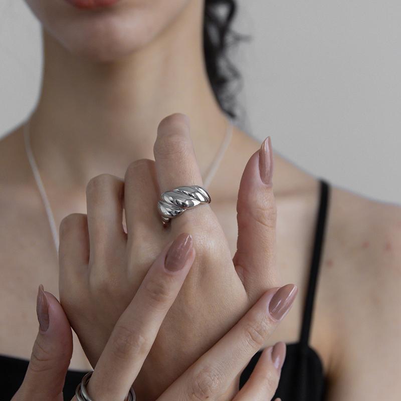 リング 指輪 レディース 太め 20代 30代 40代 50代 おしゃれ シルバー925 大きめ ゴールド シンプル 金属アレルギー ウェーブライン ギフト クリスマス | ブランド登録なし | 07