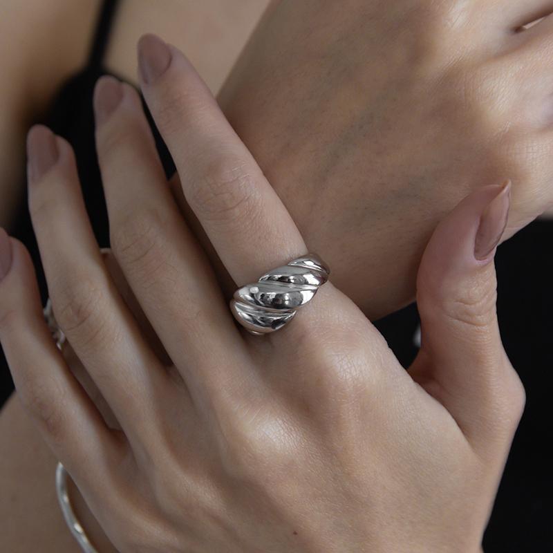 リング 指輪 レディース 太め 20代 30代 40代 50代 おしゃれ シルバー925 大きめ ゴールド シンプル 金属アレルギー ウェーブライン ギフト クリスマス | ブランド登録なし | 10