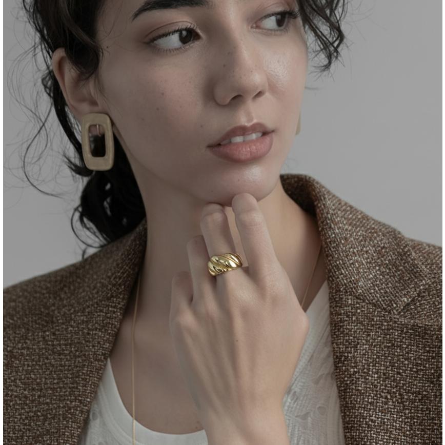 リング 指輪 レディース 太め 20代 30代 40代 50代 おしゃれ シルバー925 大きめ ゴールド シンプル 金属アレルギー ウェーブライン ギフト クリスマス | ブランド登録なし | 03