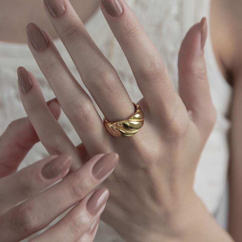 リング 指輪 レディース 太め 20代 30代 40代 50代 おしゃれ シルバー925 大きめ ゴールド シンプル 金属アレルギー ウェーブライン ギフト クリスマス | ブランド登録なし | 05