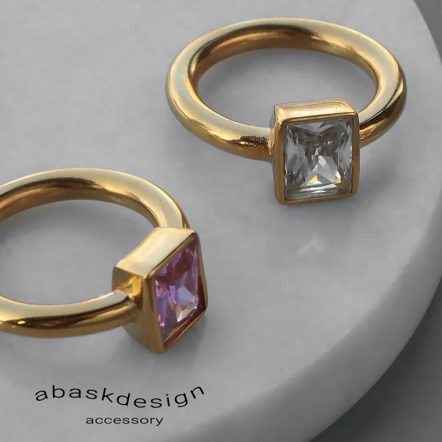 指輪 レディース ステンレス リング  おしゃれ 20代 30代 40代 50代 シンプル ゴールド 12号 14号 17号 石 クリアジルコニア つけっぱなし 華奢 | ブランド登録なし