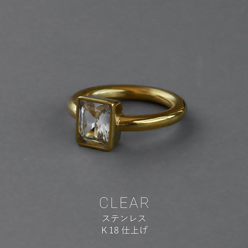 指輪 レディース ステンレス リング  おしゃれ 20代 30代 40代 50代 シンプル ゴールド 12号 14号 17号 石 クリアジルコニア つけっぱなし 華奢 | ブランド登録なし | 01