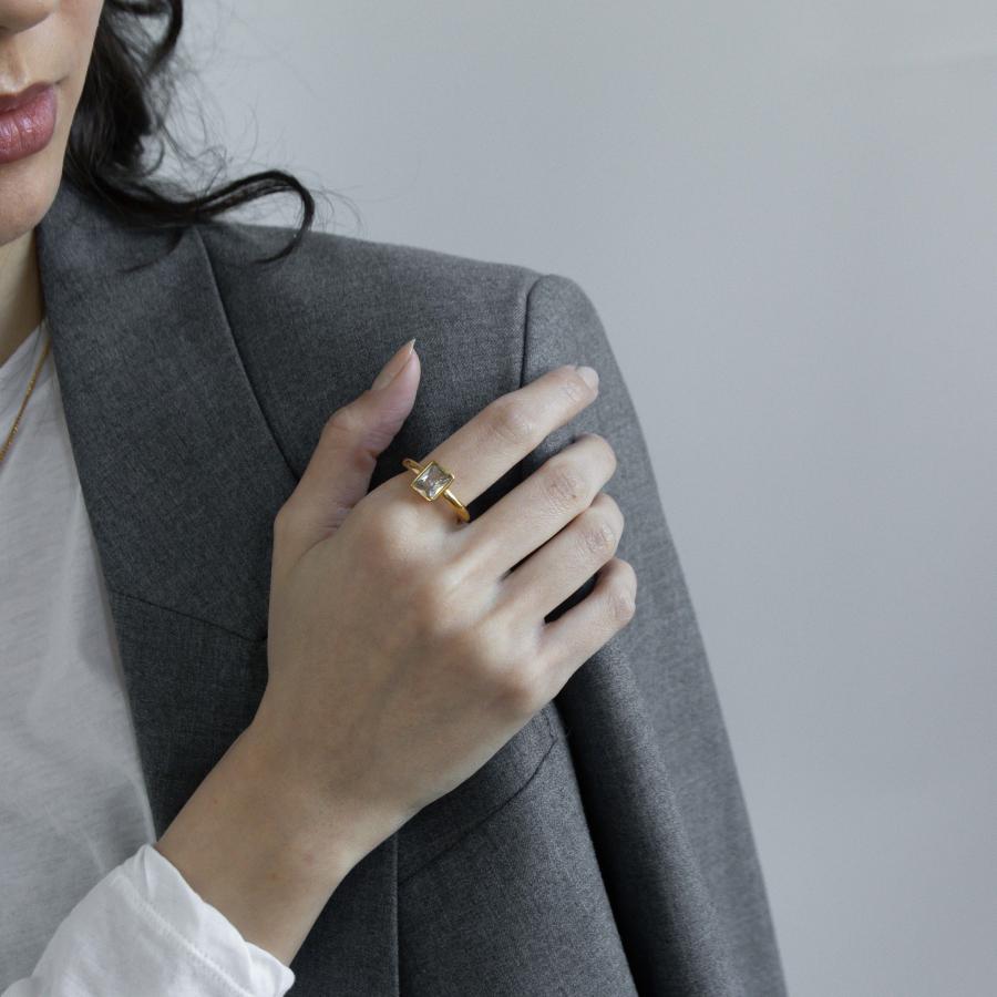 指輪 レディース ステンレス リング  おしゃれ 20代 30代 40代 50代 シンプル ゴールド 12号 14号 17号 石 クリアジルコニア つけっぱなし 華奢 | ブランド登録なし | 09