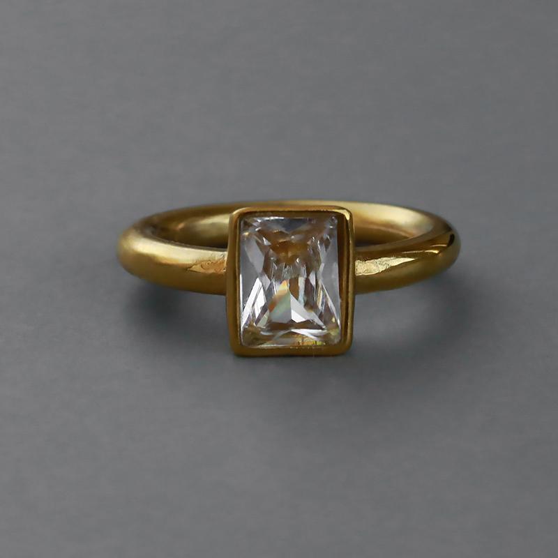 指輪 レディース ステンレス リング  おしゃれ 20代 30代 40代 50代 シンプル ゴールド 12号 14号 17号 石 クリアジルコニア つけっぱなし 華奢 | ブランド登録なし | 18