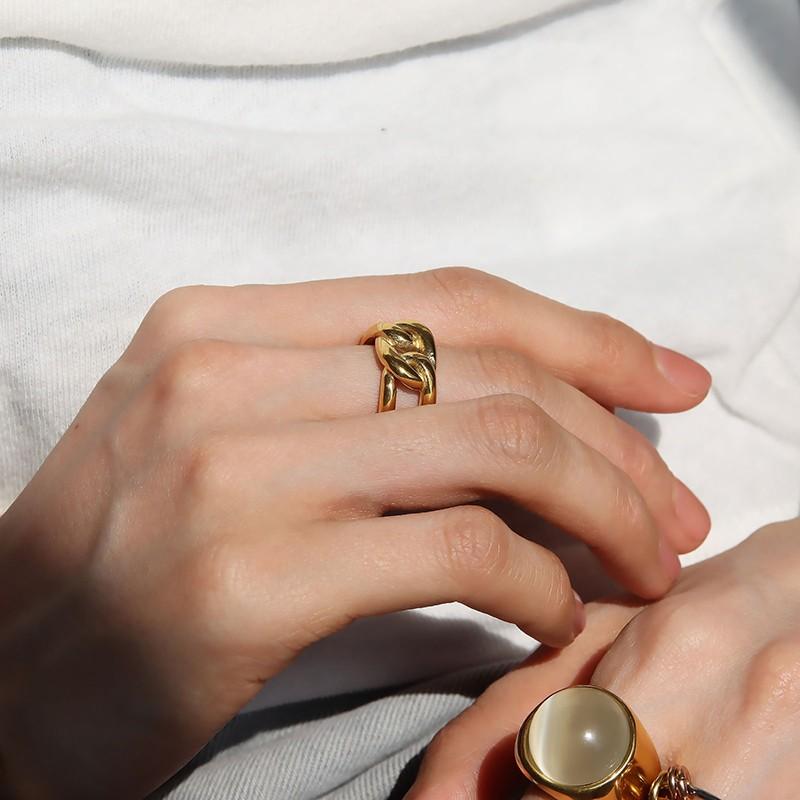 金属アレルギー対応 リング 大きめ チェーンリング  サージカルステンレス 18k 指輪 11号 13号 14号 16号 ジュエリー アクセ 大人 女性 18K ゴールド シルバー | ブランド登録なし | 05