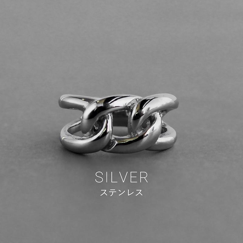 金属アレルギー対応 リング 大きめ チェーンリング  サージカルステンレス 18k 指輪 11号 13号 14号 16号 ジュエリー アクセ 大人 女性 18K ゴールド シルバー | ブランド登録なし | 02