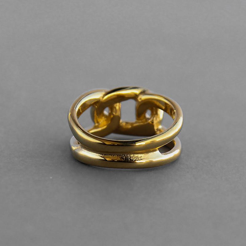 金属アレルギー対応 リング 大きめ チェーンリング  サージカルステンレス 18k 指輪 11号 13号 14号 16号 ジュエリー アクセ 大人 女性 18K ゴールド シルバー | ブランド登録なし | 09