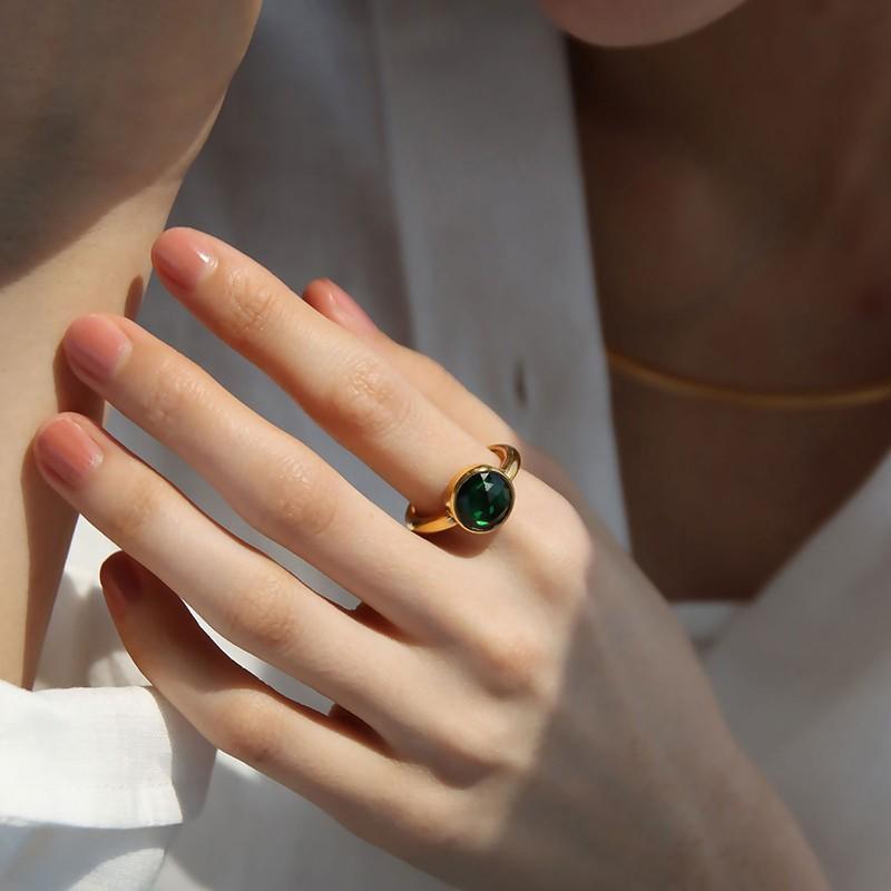 リング クリスタルオーバルリング 指輪 金属アレルギー ステンレス