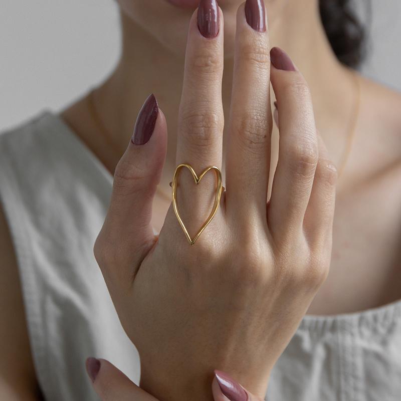 金属アレルギー対応 リングレディース ハートリング ハート ゴールド シルバー 11号 14号 16号 シンプル  サージカルステンレス 大きめ 指輪 | ブランド登録なし | 09
