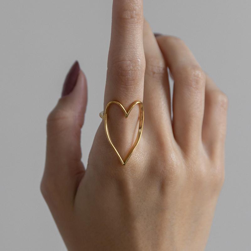 金属アレルギー対応 リングレディース ハートリング ハート ゴールド シルバー 11号 14号 16号 シンプル  サージカルステンレス 大きめ 指輪 | ブランド登録なし | 11