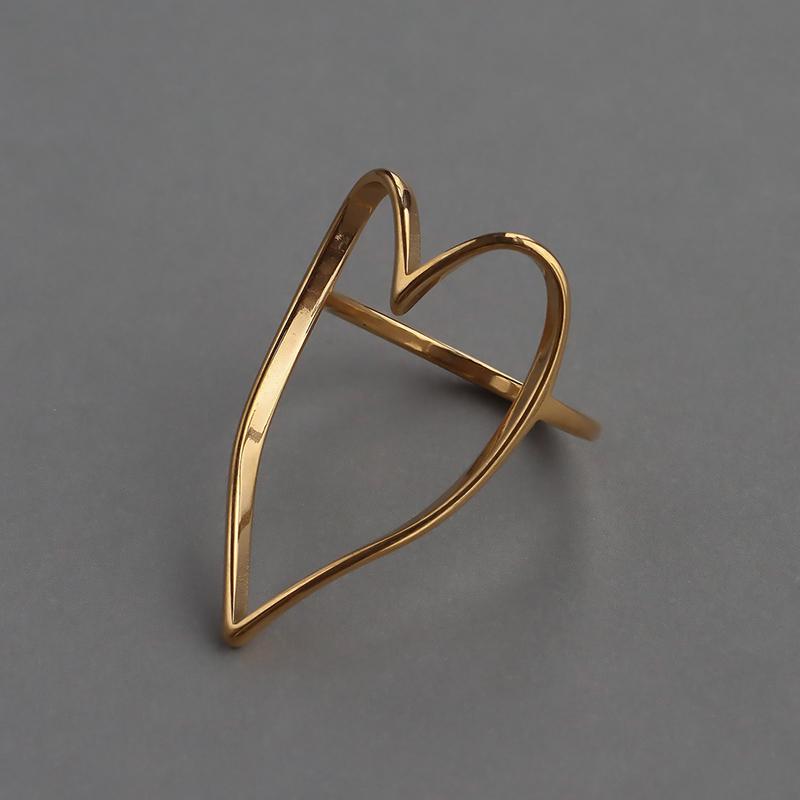 金属アレルギー対応 リングレディース ハートリング ハート ゴールド シルバー 11号 14号 16号 シンプル  サージカルステンレス 大きめ 指輪 | ブランド登録なし | 19