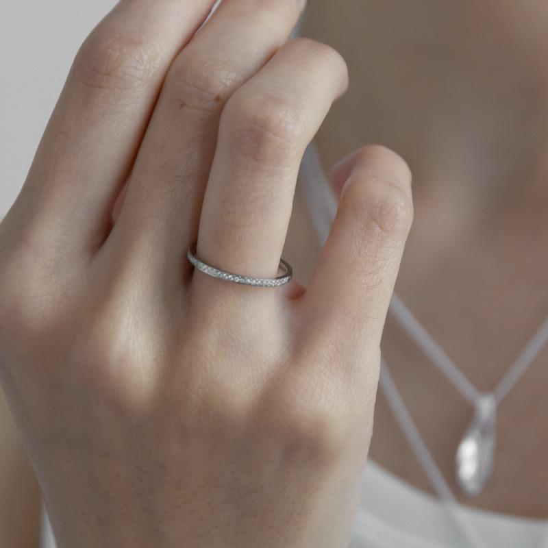金属アレルギー対応 リング キュービックジルコニア マイクロエタニティリング シンプル サージカル レディース ゴールド シルバー 9号 11号 14号 指輪 | ブランド登録なし | 11
