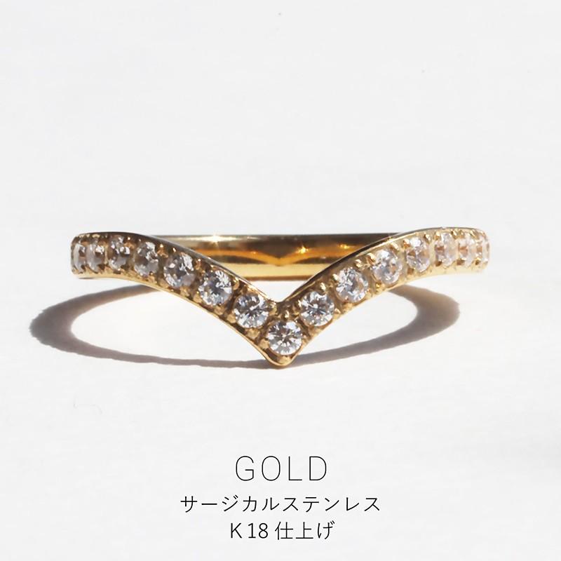 金属アレルギー対応 リング Vラインエタニティリング V字 V Vライン