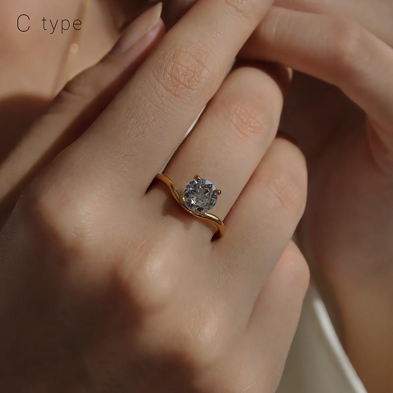 リング 選べるデザイン 一粒 キュービックジルコニア リング 12号 14号 16号 4本爪 3本爪 立爪 キラキラ シンプル ドロップ 三角 楕円 金属アレルギー対応 華奢 | ブランド登録なし | 13