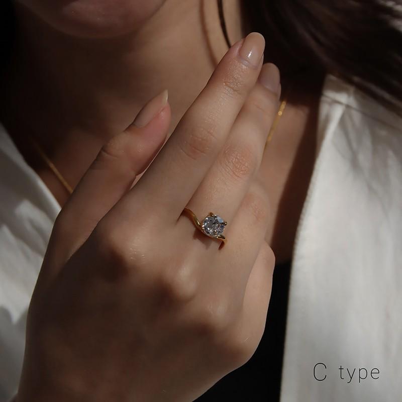 リング 選べるデザイン 一粒 キュービックジルコニア リング 12号 14号 16号 4本爪 3本爪 立爪 キラキラ シンプル ドロップ 三角 楕円 金属アレルギー対応 華奢 | ブランド登録なし | 12