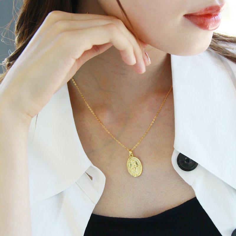 ネックレス レディース おしゃれ 20代 30代 40代 50代 シンプル ladys シルバー925 マリアモチーフ 地銀 925silver メンズ コイン オーバル 送料無料 | ブランド登録なし | 04