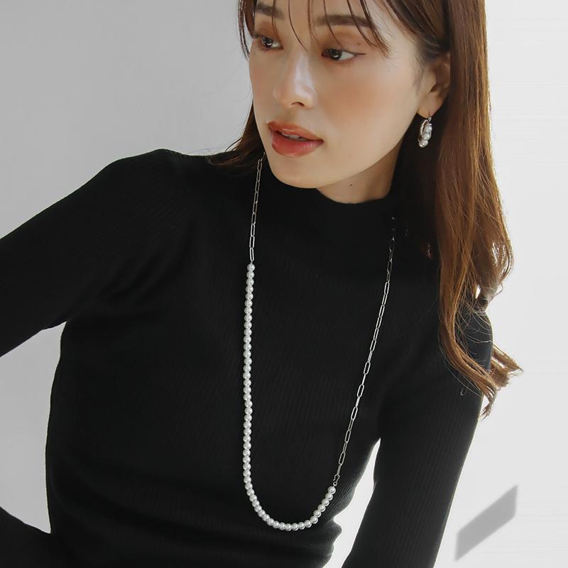 ネックレス レディース ロング パールネックレス 金属アレルギー