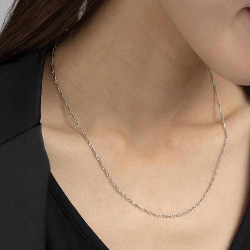 金属アレルギー対応 ネックレス シンプルスクリューチェーンネックレス