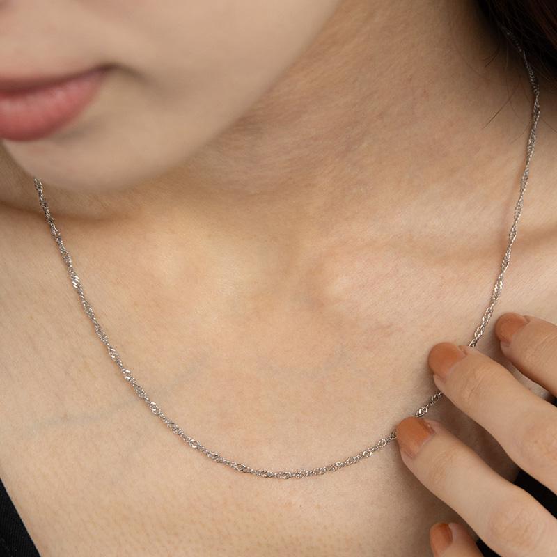 金属アレルギー対応 ネックレス シンプルスクリューチェーンネックレス