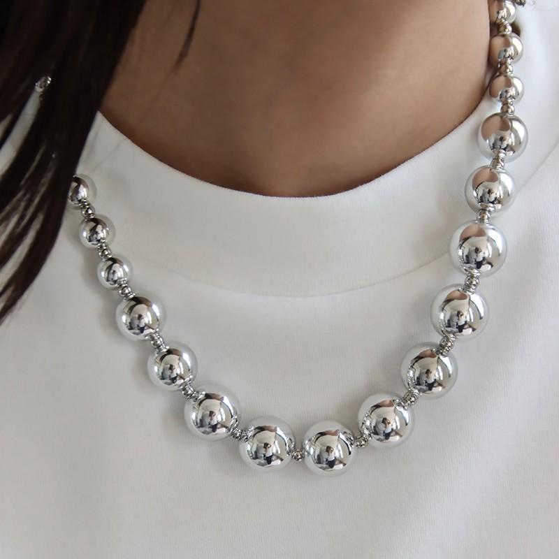 ネックレス ボールチェーンネックレス 太め 大ぶり 短め インパクト