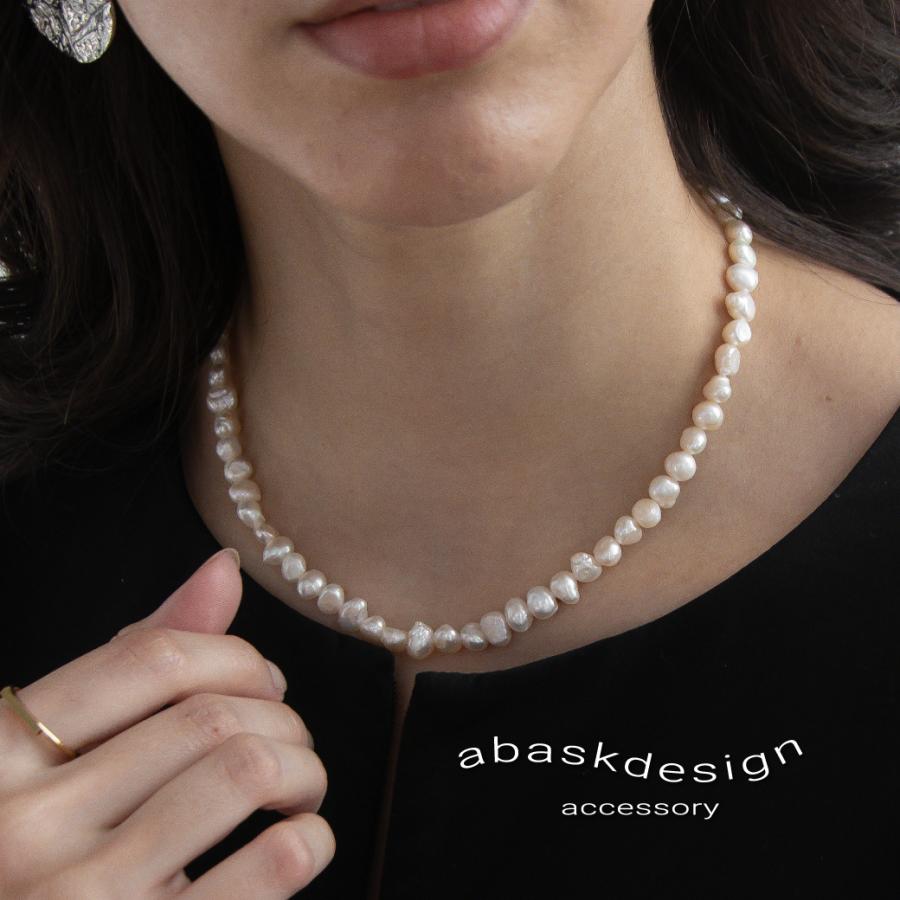 ネックレス 淡水パール シンプルネックレス 5mm 粒パール 歪 細め