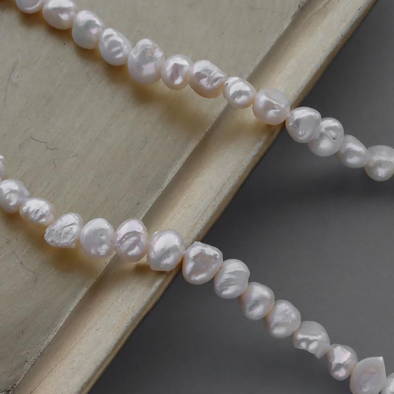 ネックレス 淡水パール シンプルネックレス 5mm 粒パール 歪 細め