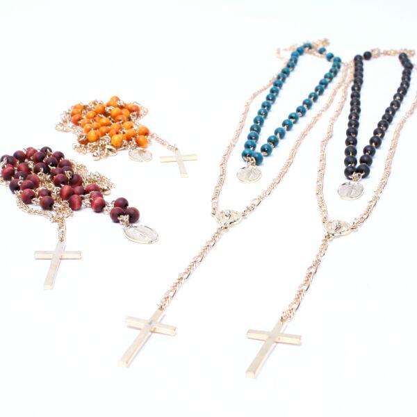 素材感クロス&ウッドビーズネックレス | 