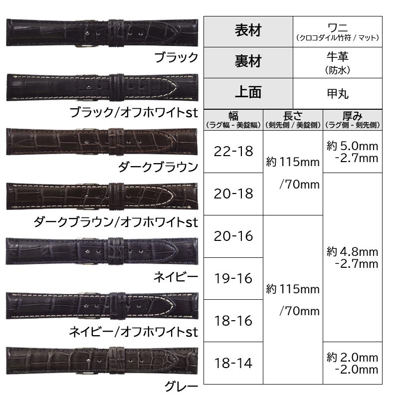 ミモザ（MIMOSA） 腕時計 ベルト 日本製 18mm 19mm 20mm 22mm ワニ