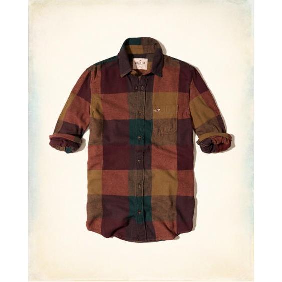 ホリスター（Hollister)　チェックフランネルシャツ【Plaid Flannel Shirts】　バーガンディ　（メンズ）S/Ｍサイズ｜abbot-fukuoka