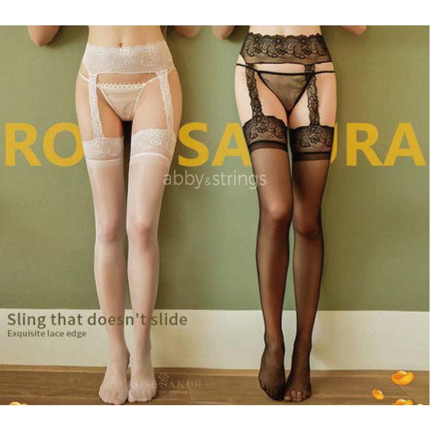 【午前購入 当日発送】【送料無料】12Dガーターベルト付光沢ストッキング（黒・白）0611 | 