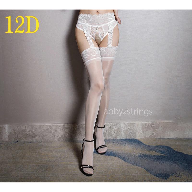 【午前購入 当日発送】【送料無料】12Dガーターベルト付光沢ストッキング（黒・白）0611 |  | 08