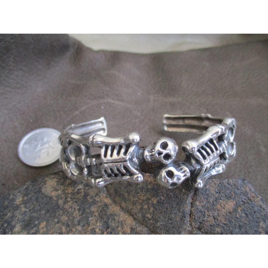 SV925 骨バングル Silver925 骸骨 ・骨格・ シルバーバングル 36.9g BN45 : ABC-925