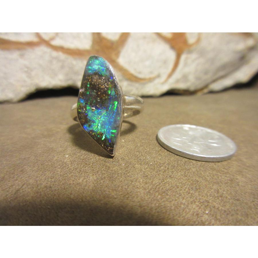 セール ボルダーオパール シルバーリング ピクチャーオパール オーストラリア産 Silver925 銀 シルバーリング 指輪 ボルダー