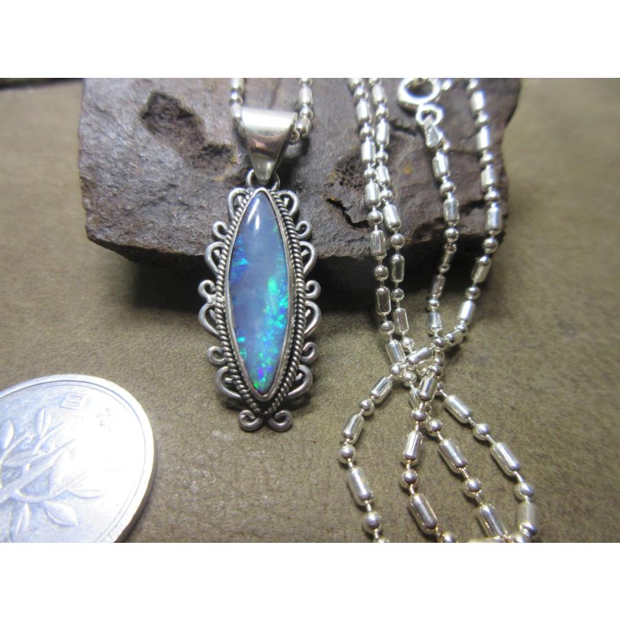 Silver925 銀・AUボルダーオパール ペンダント/ svチェーン 50cm BP17 