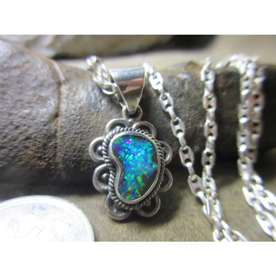 Silver925 銀・AUボルダーオパール ペンダント /svチェーン 45cm BP18 