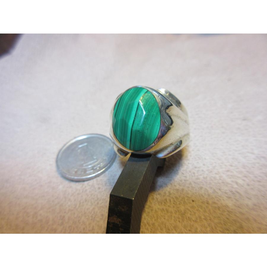 Silver925 Ring ・指輪 マラカイト （孔雀石） 20号 11.2g n1552