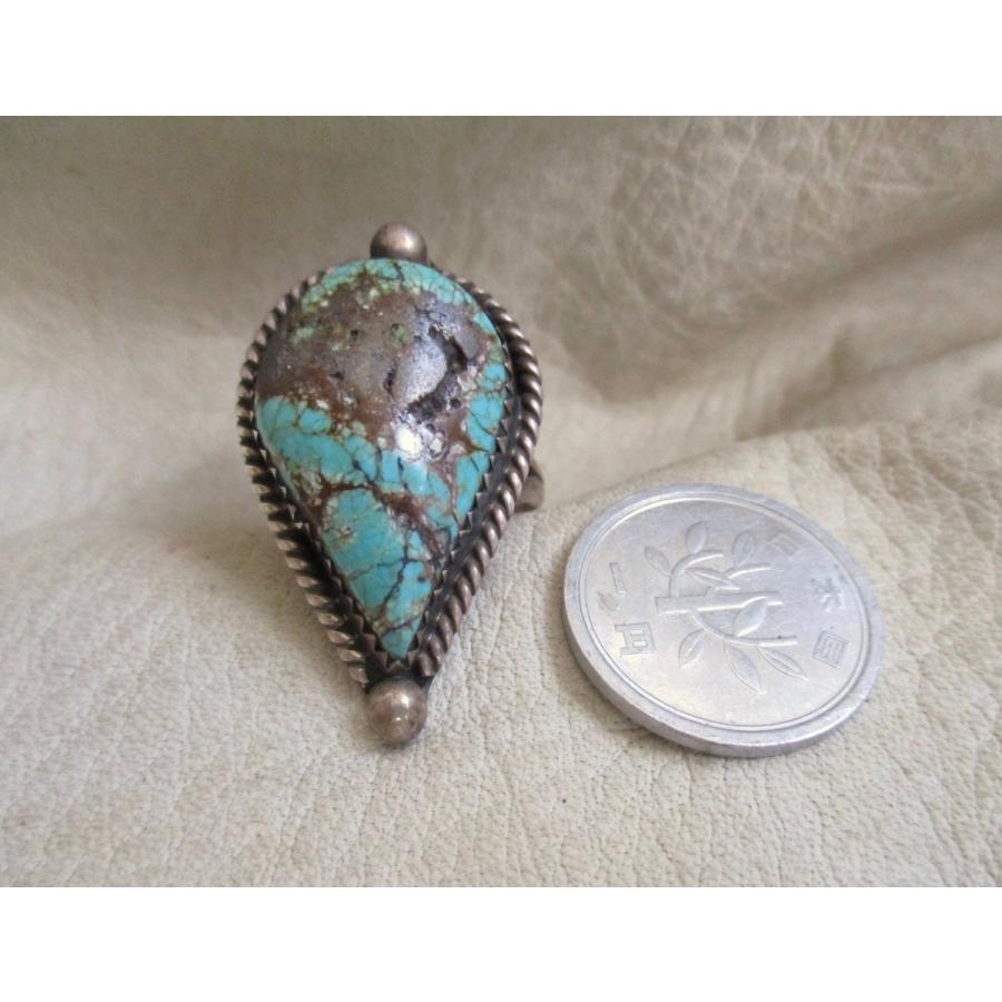 USA インディアンジュエリー Silver925 ナバホ族 ターコイズリング 15